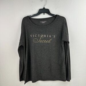 Victoria's Secret Top Womens Medium‎ Gray Slit Long Sleeve Tee Stretch